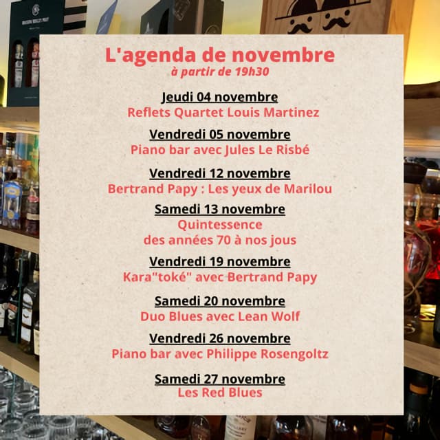 Agenda du mois de novembre