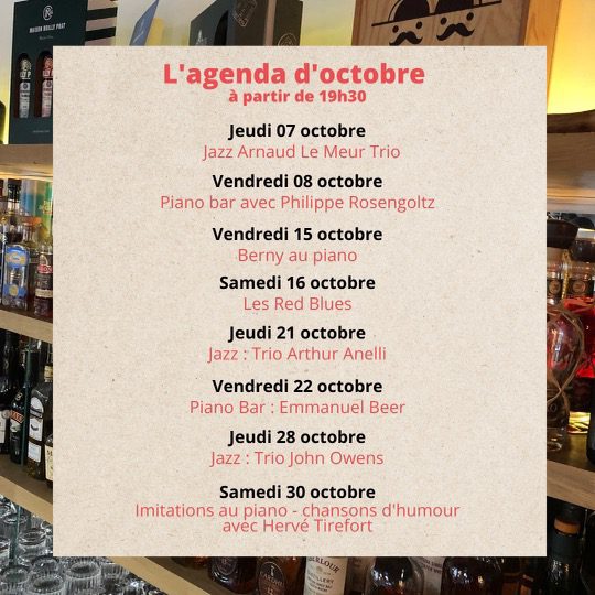 Agenda du mois d’octobre